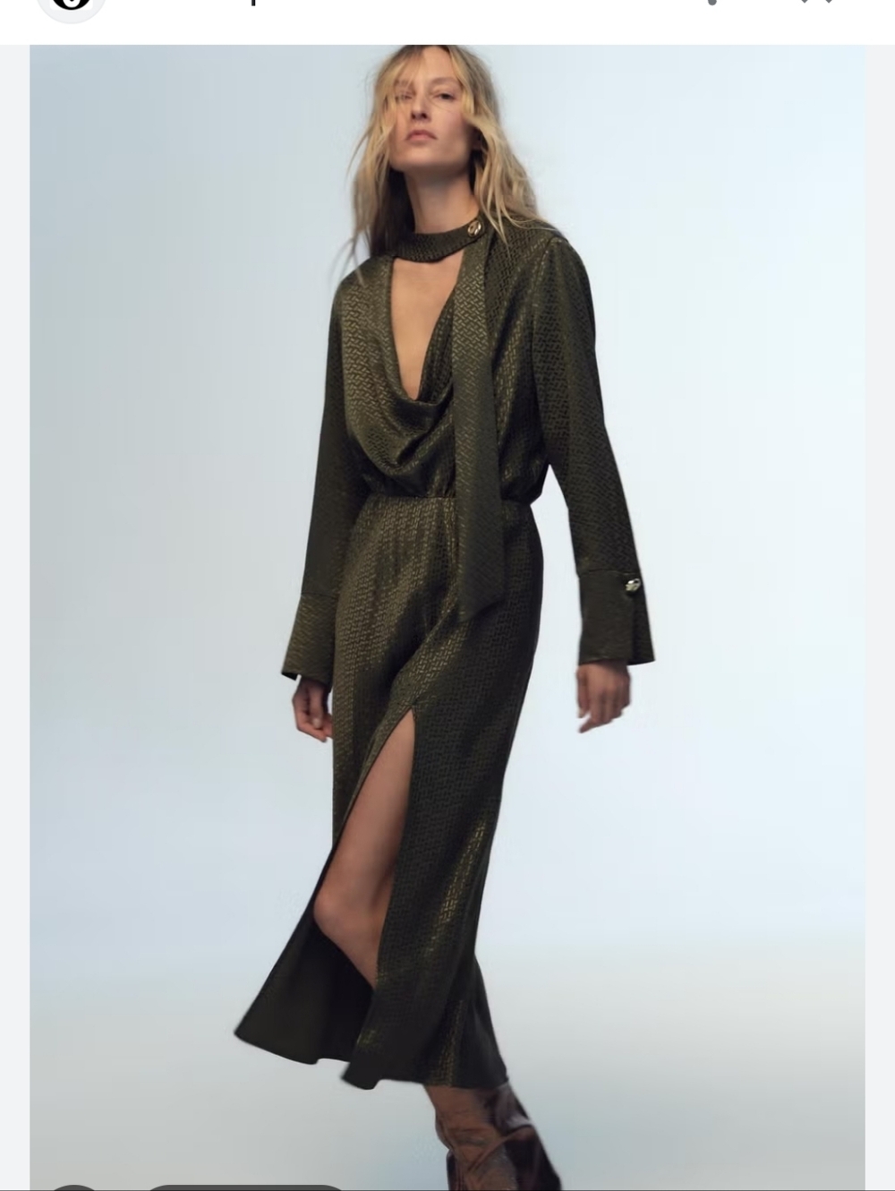 NWT Zara Long army green Split Front Dress